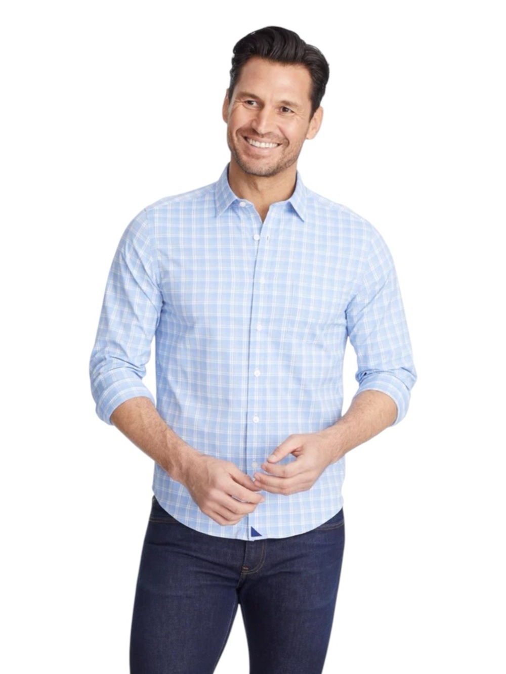 UNTUCKit Zonte‎ Performance Shirt Blue White Check Wrinkle-Free Slim Men’s XXL